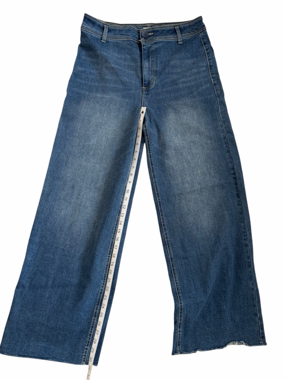 OAT New York High-Rise Wide-Leg Raw Hem Denim Jeans Size 10 / 30 - Picture 10 of 12